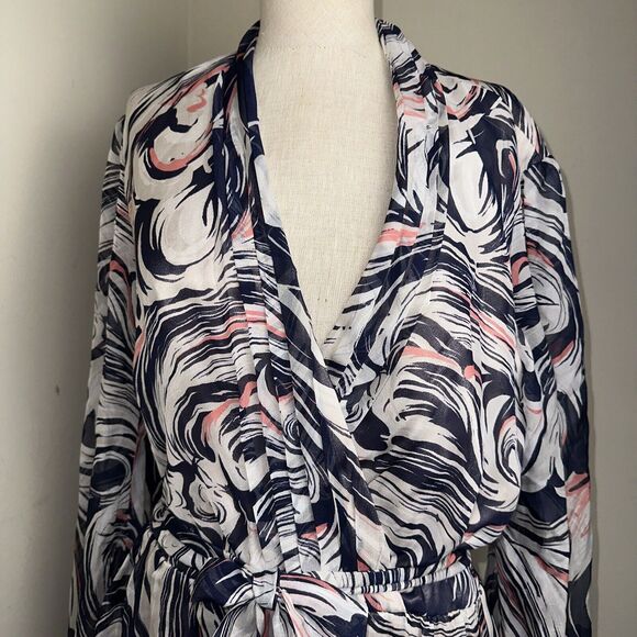 Laundry by Shelli Segal Dress Silk Mod Ikat Wrap Balloon Sleeve Mini Sz 14 EUC - Picture 2 of 12
